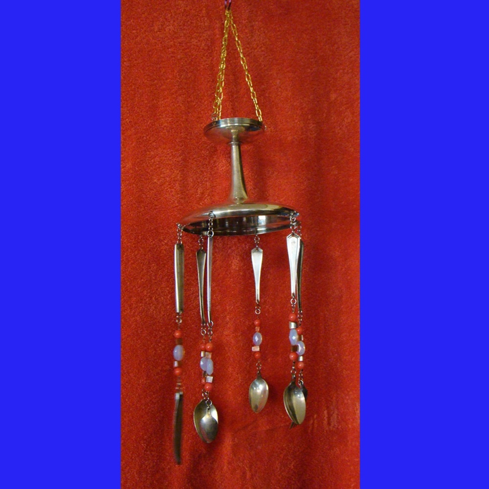 Silver Plated Spoon And Dish Windchime Homemade